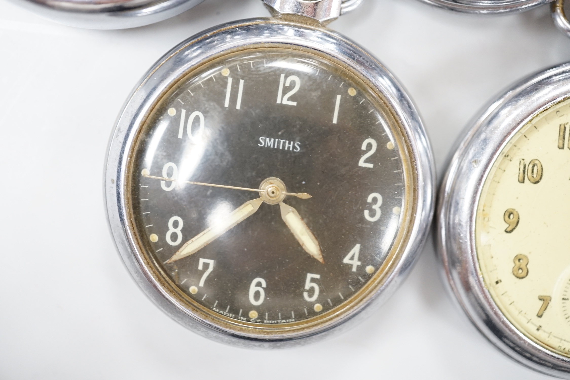 Ten assorted base metal pocket watches including Ingersoll, Services Excel and Smiths.